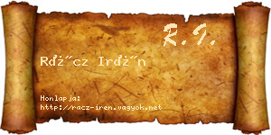 Rácz Irén névjegykártya